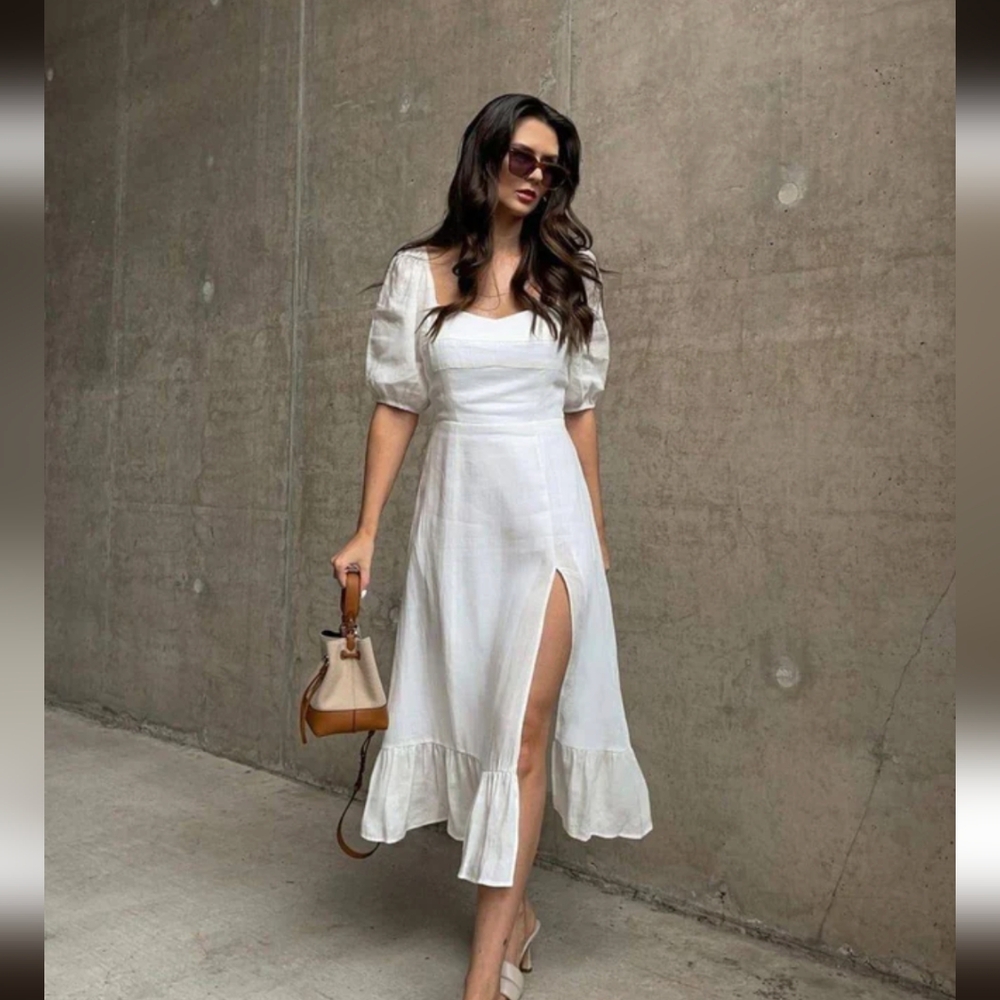Commense white puff sleeve dress